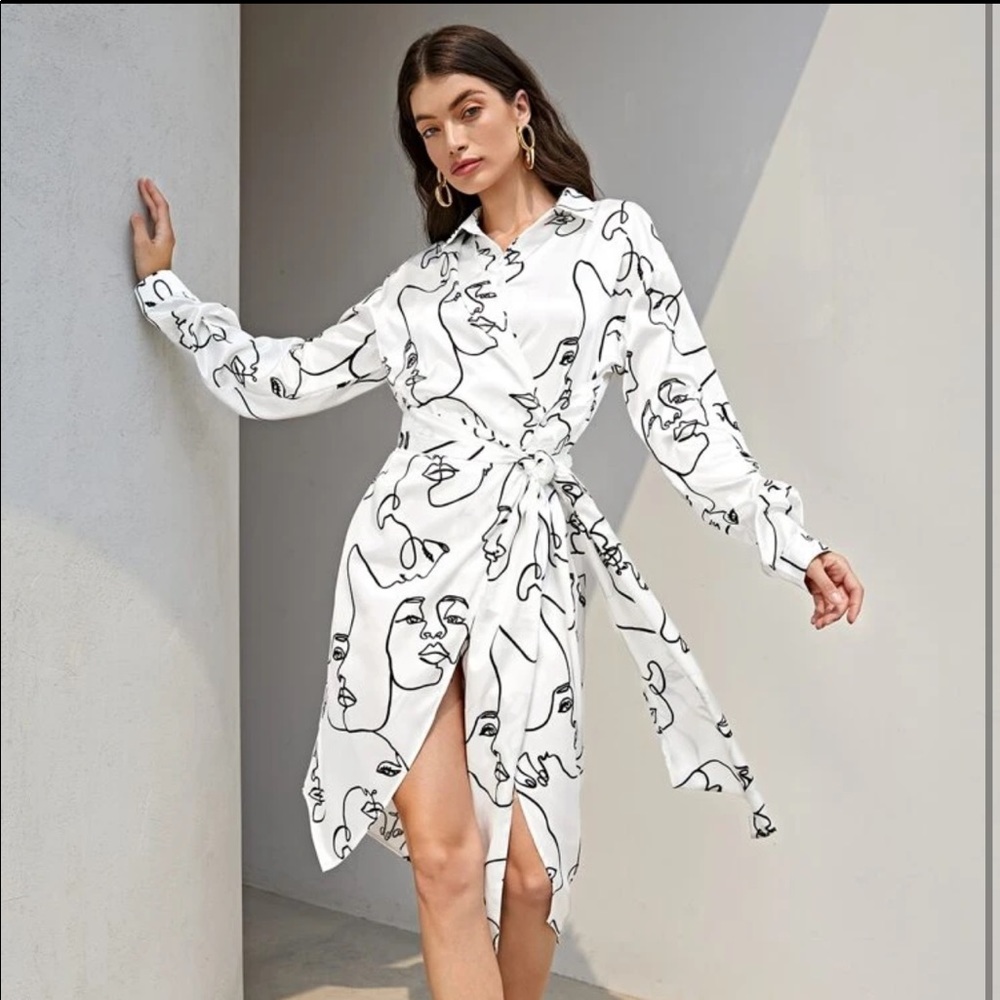 Shein X graphic belted skirt dress